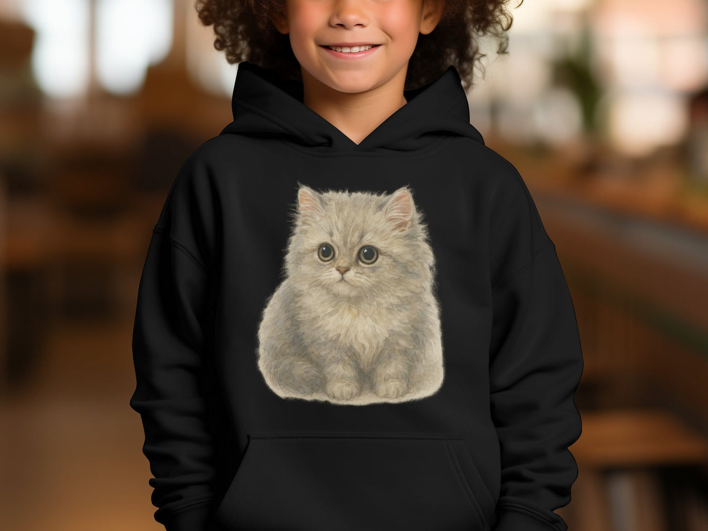 Cute Fluffy Kitten Graphic Hoodie Kids Fashion product