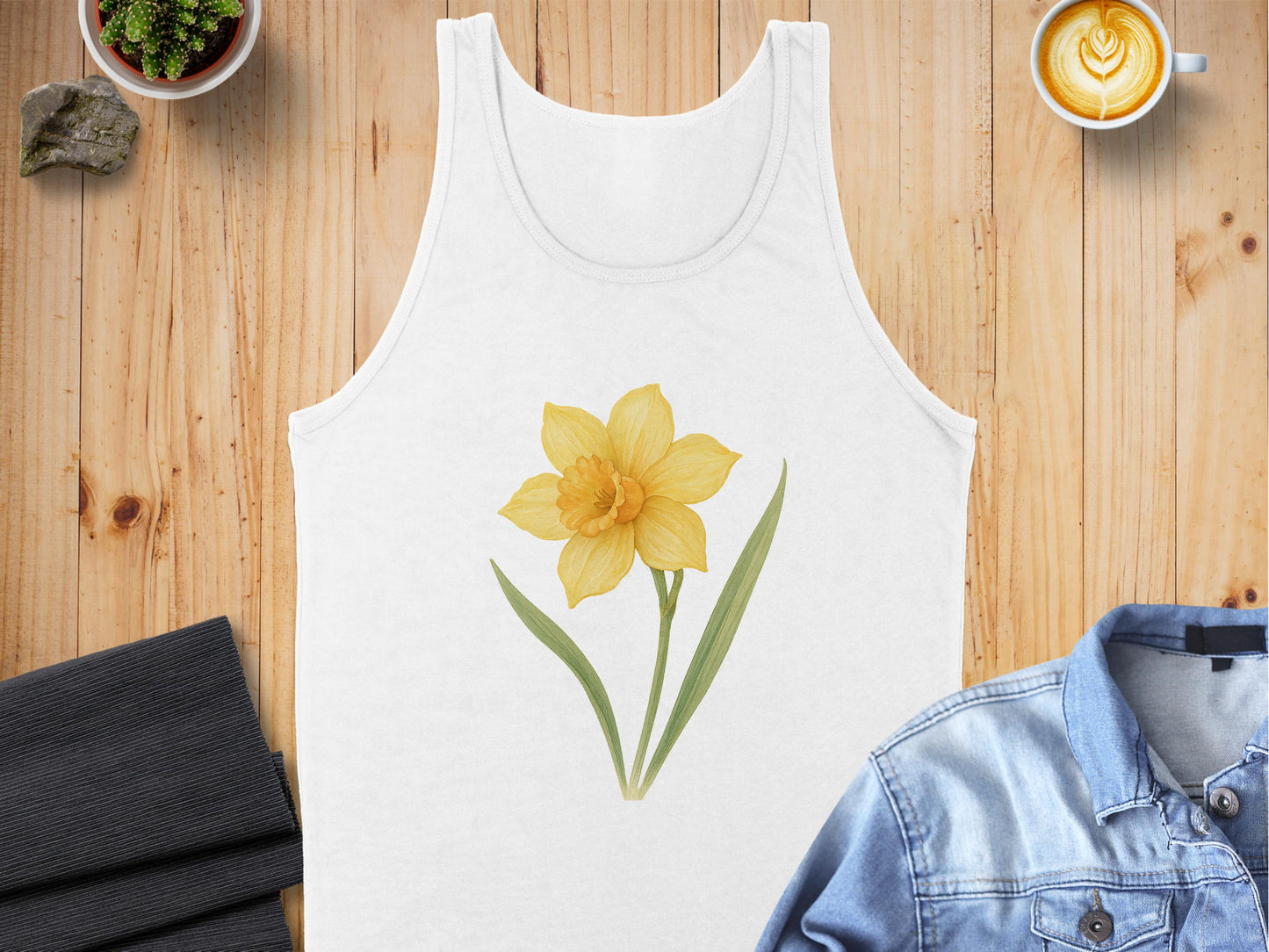 Yellow Daffodil Flower Graphic White Tank Top product type