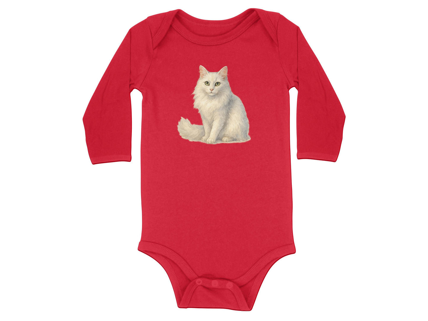 Cute White Cat Print Red Infant Bodysuit product type