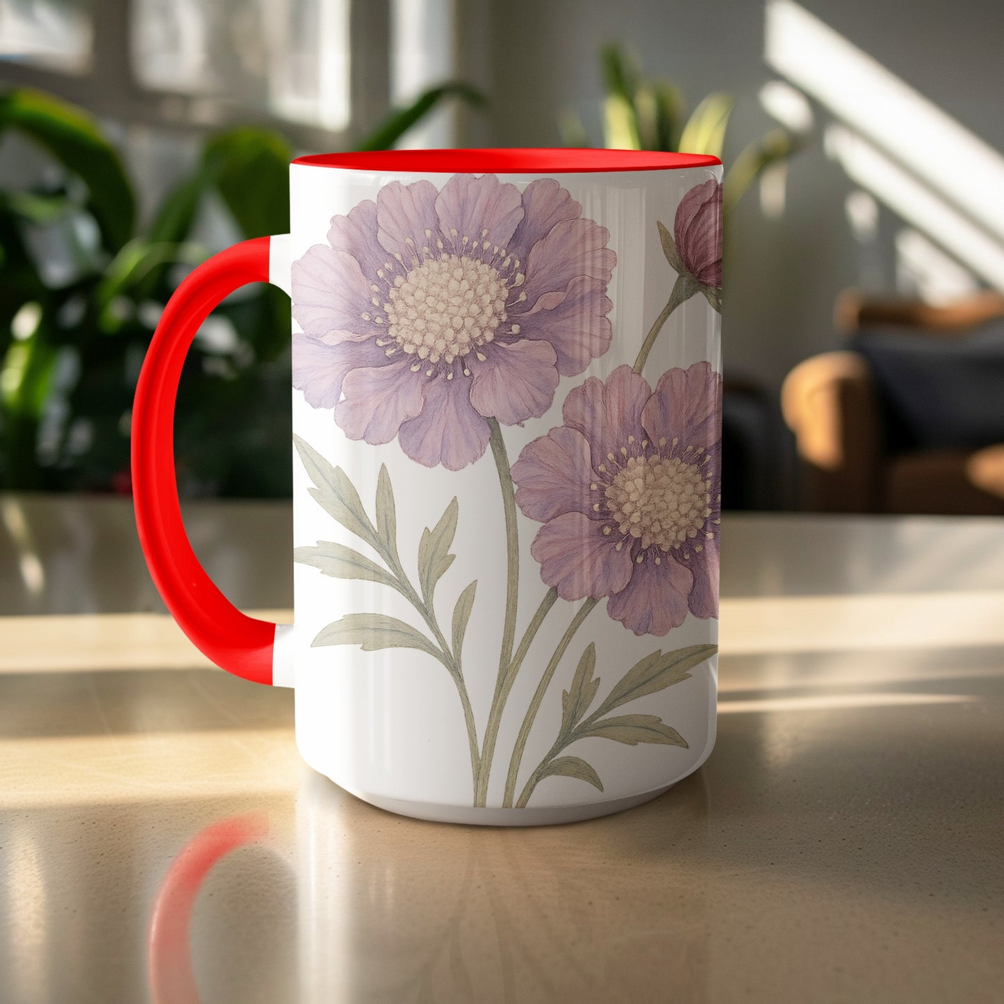 Beautiful Floral Design with Red Rim Coffee Mug product