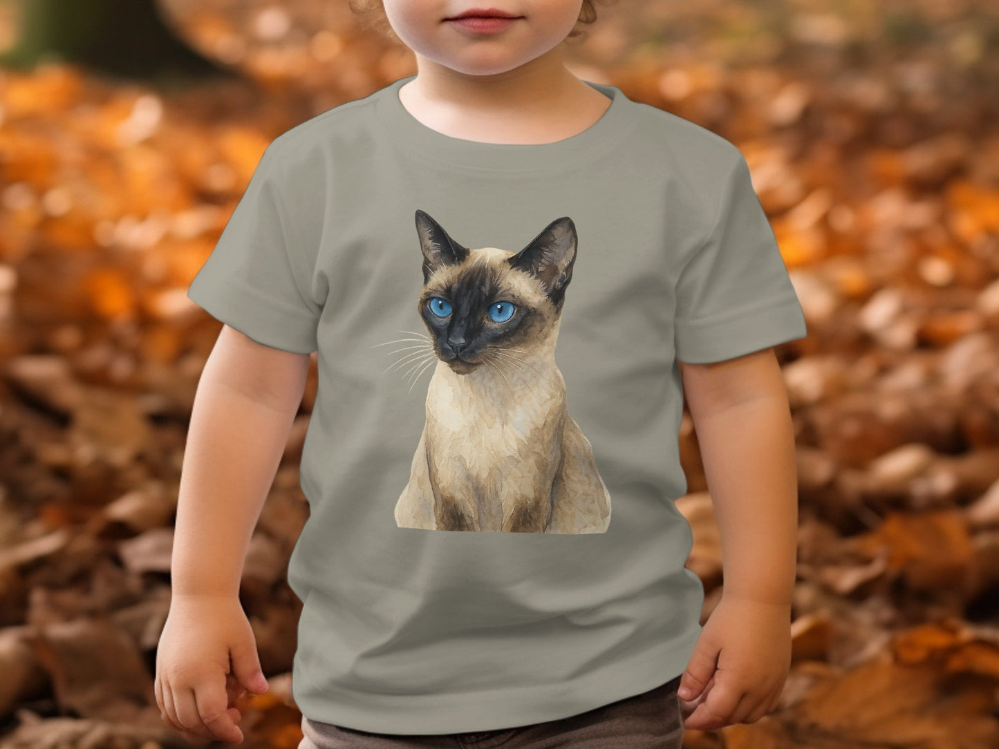 Adorable Cat Print Grey Kids Short Sleeve T-Shirt product type
