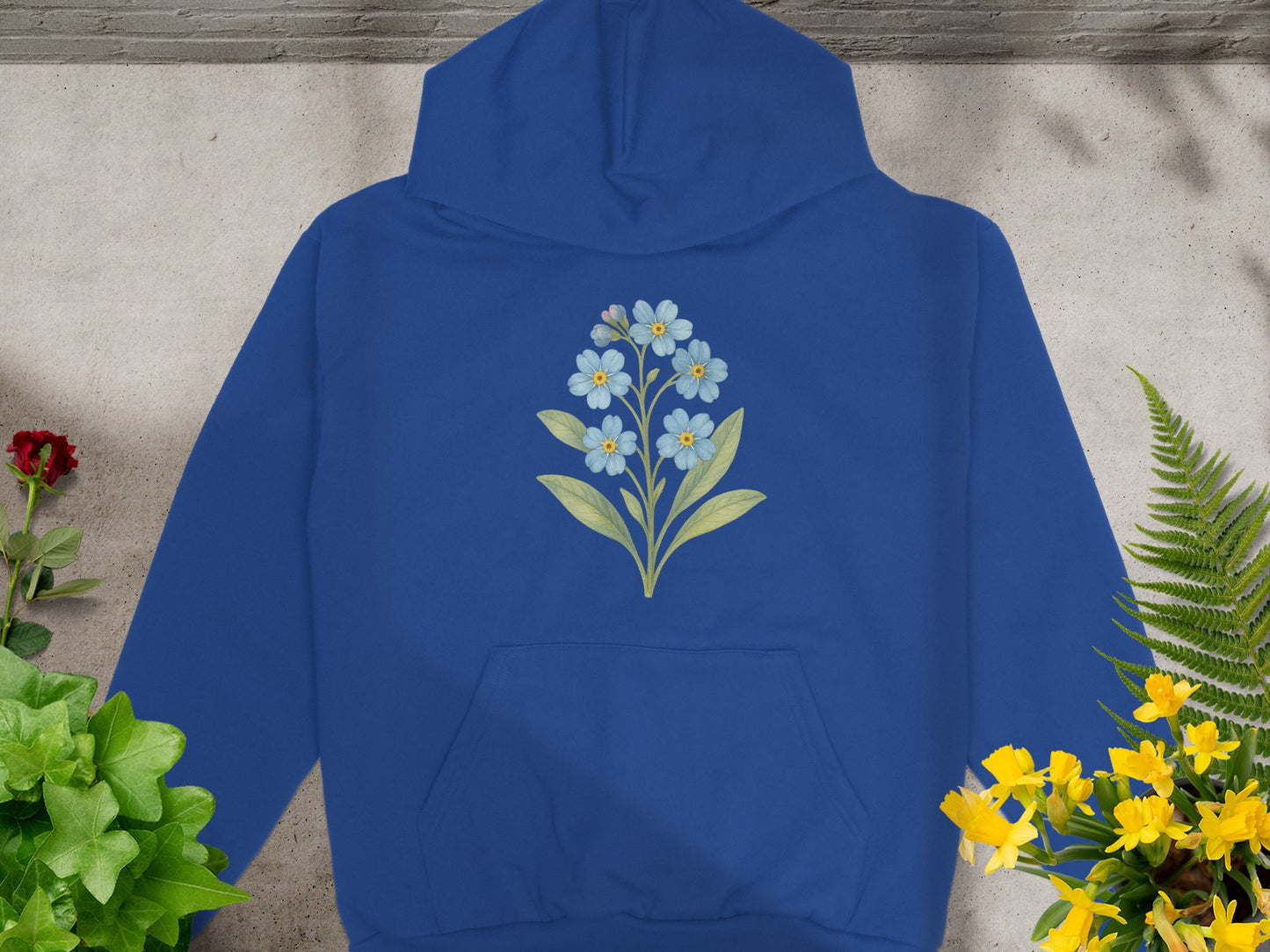 Blue Hoodie with Beautiful Floral Design product type
