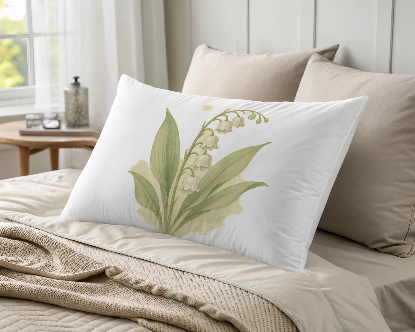 Floral Lily of the Valley Design Decorative Pillow product