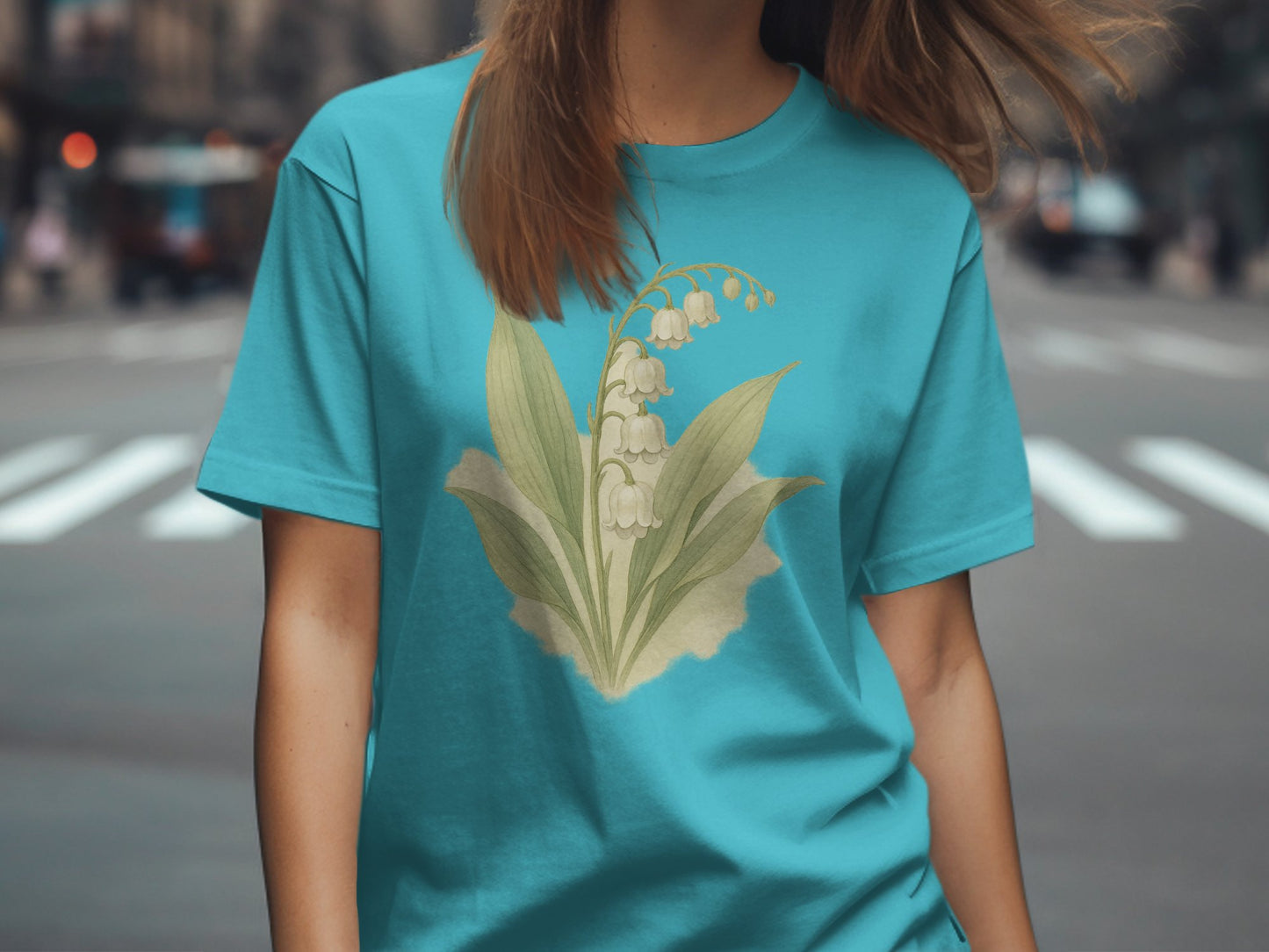 Lily of the Valley Floral Graphic Teal T-shirt product