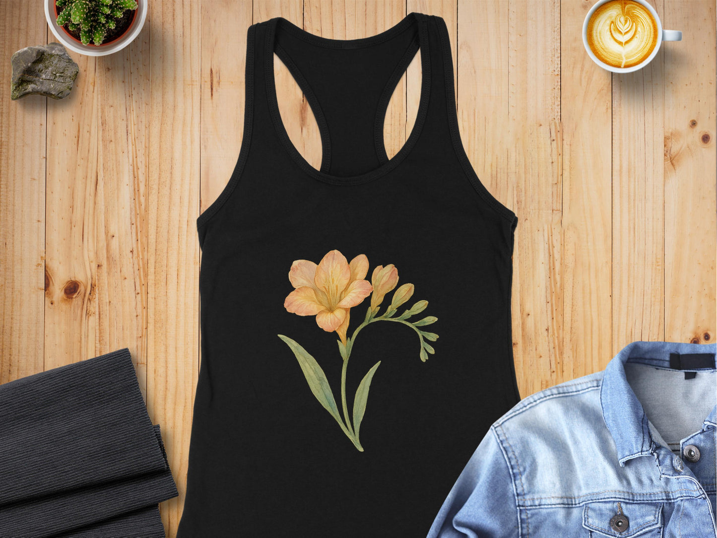 Floral Design Black Racerback Tank Top product type