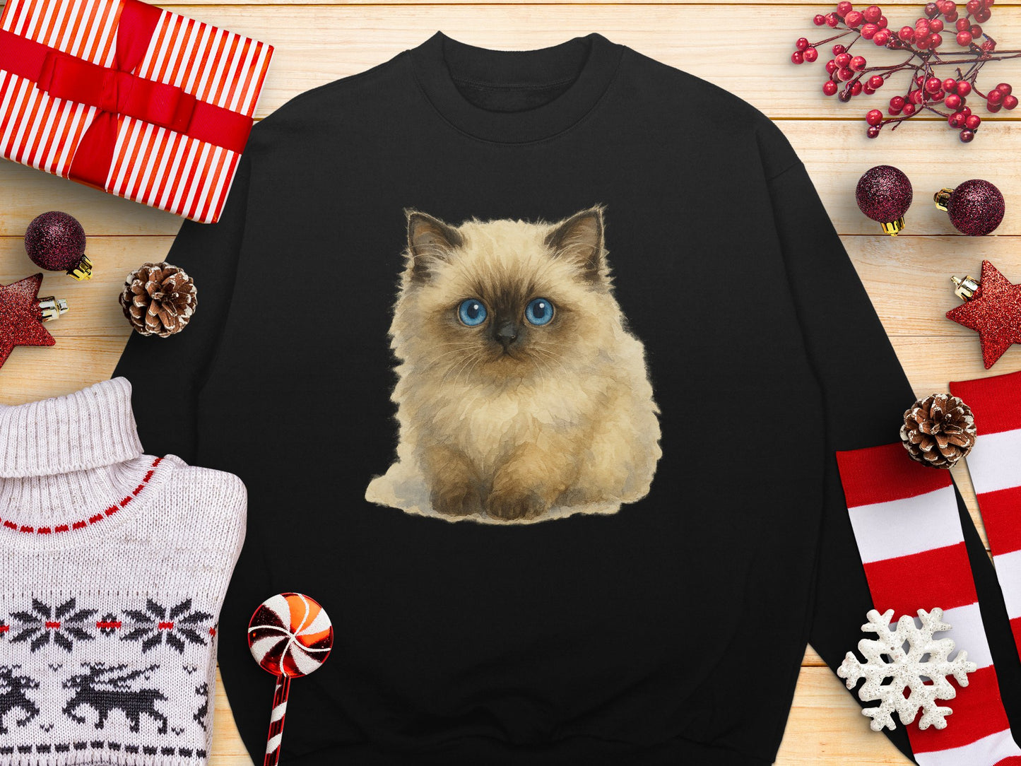 Cute Blue Eyed Kitten Holiday Sweatshirt product
