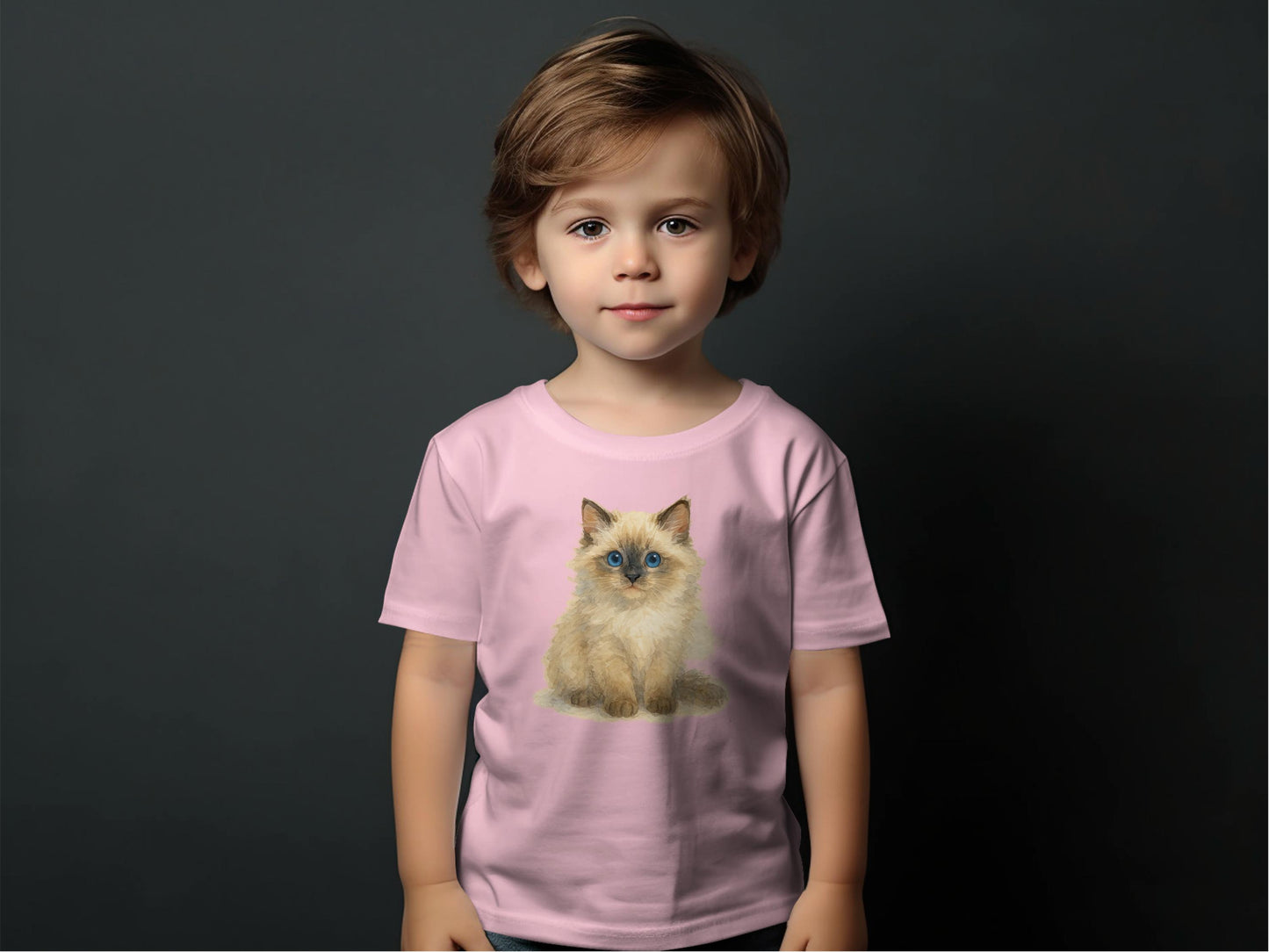 Adorable Kitten Design on Pink Background T-shirt product type