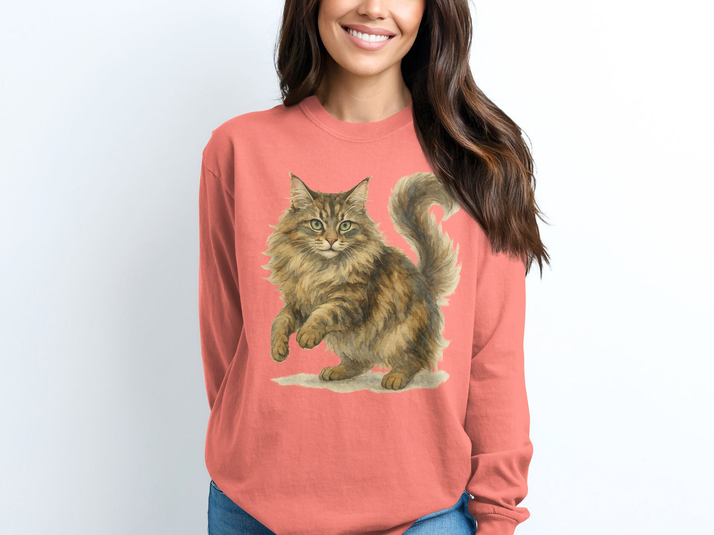 Cute Cat Print Long Sleeve T-shirt product type