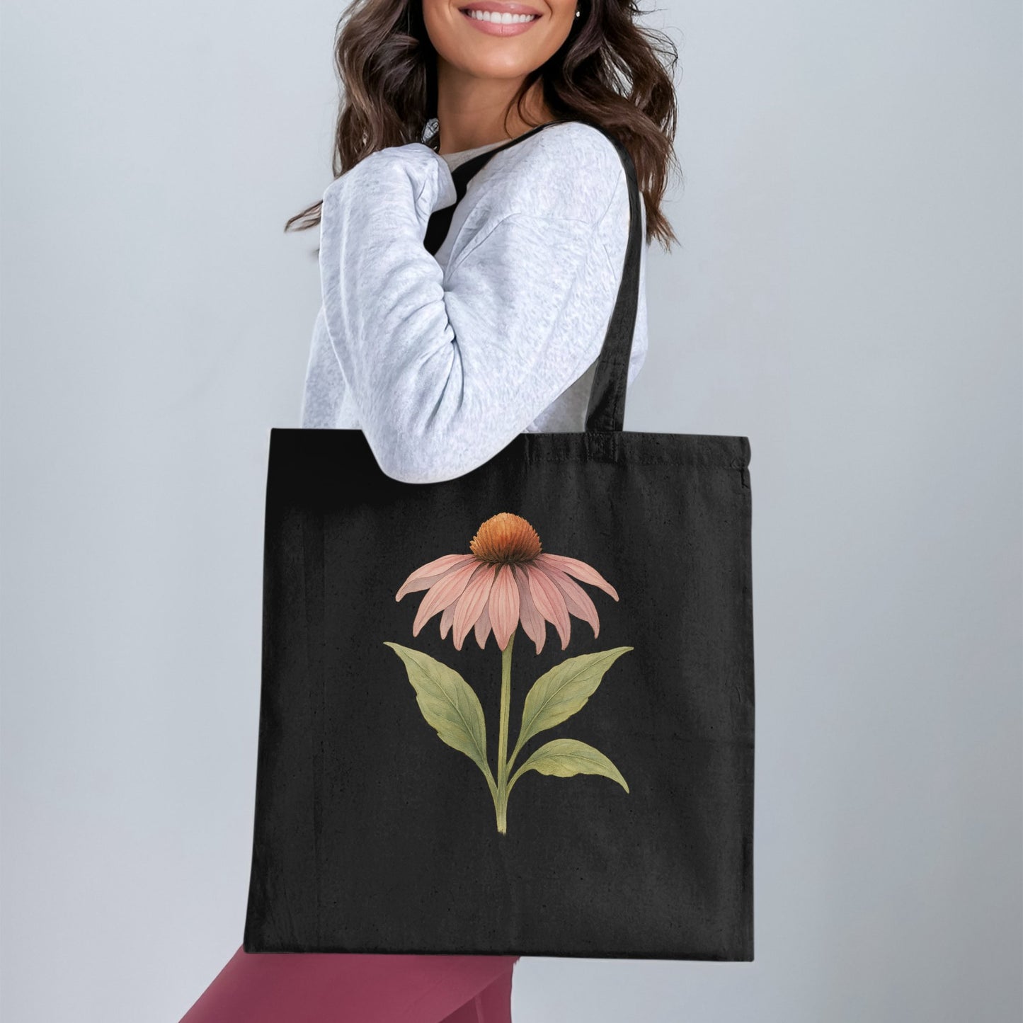 Stylish Black Tote Bag with Beautiful Floral Design Product Type