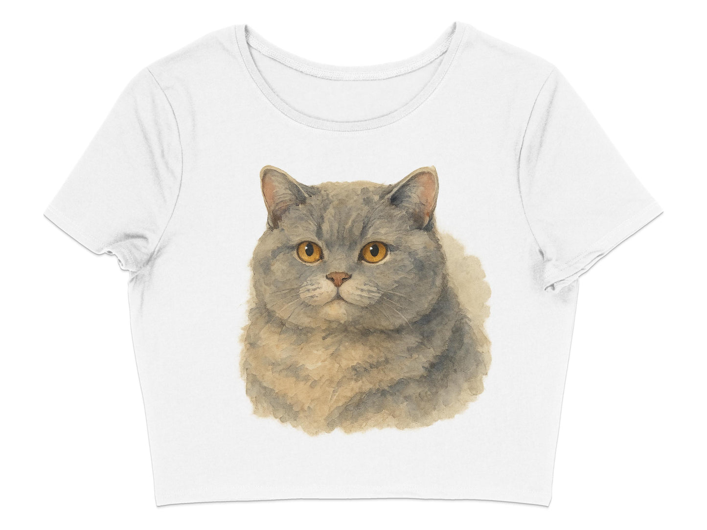 Cute Gray Cat Face Graphic Cropped Tee product type