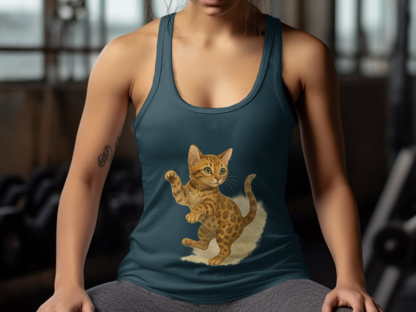 Cute Cartoon Cat Print on Tank Top Product Type