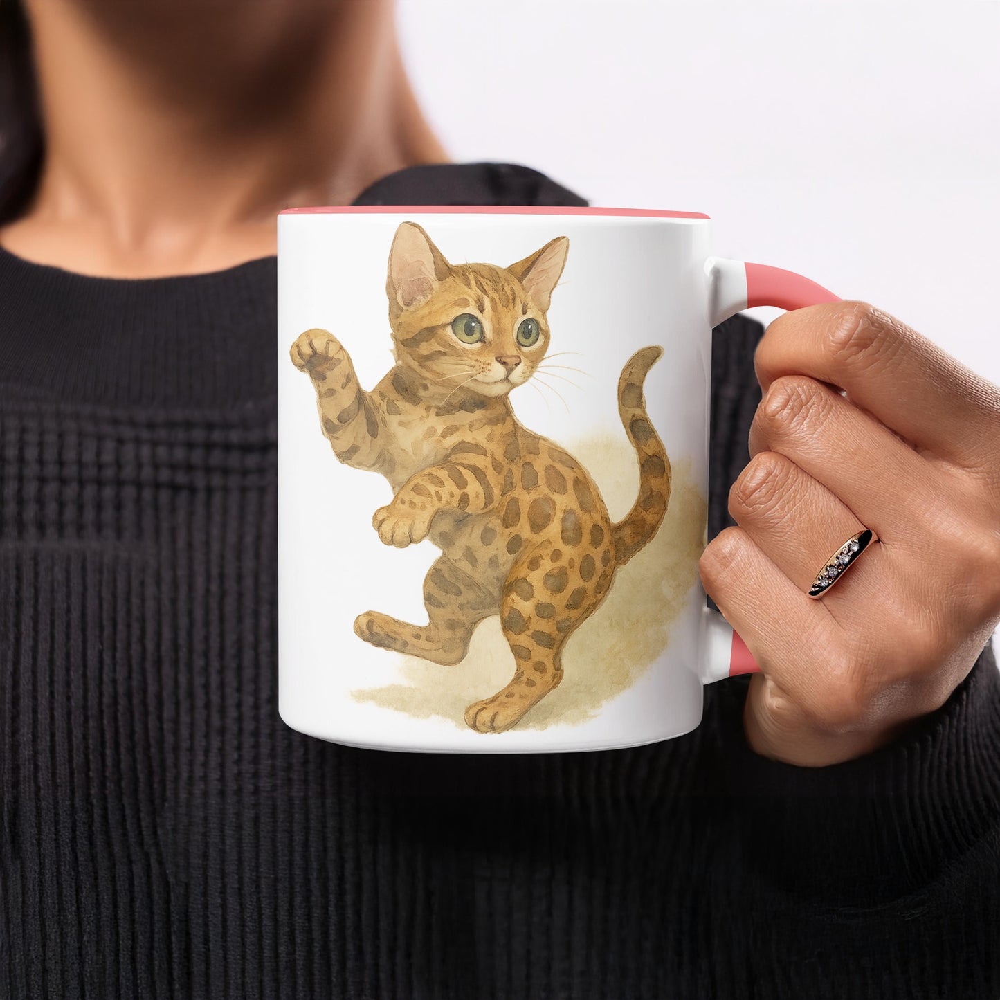 Cute Cat Illustration on White Ceramic Mug product