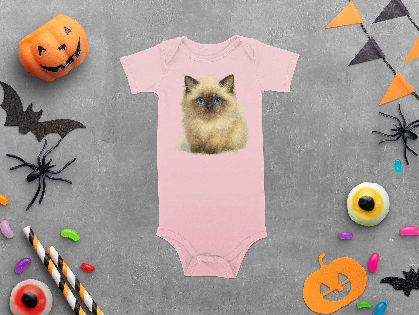 Cute Halloween Baby Romper with Kitten Design product type
