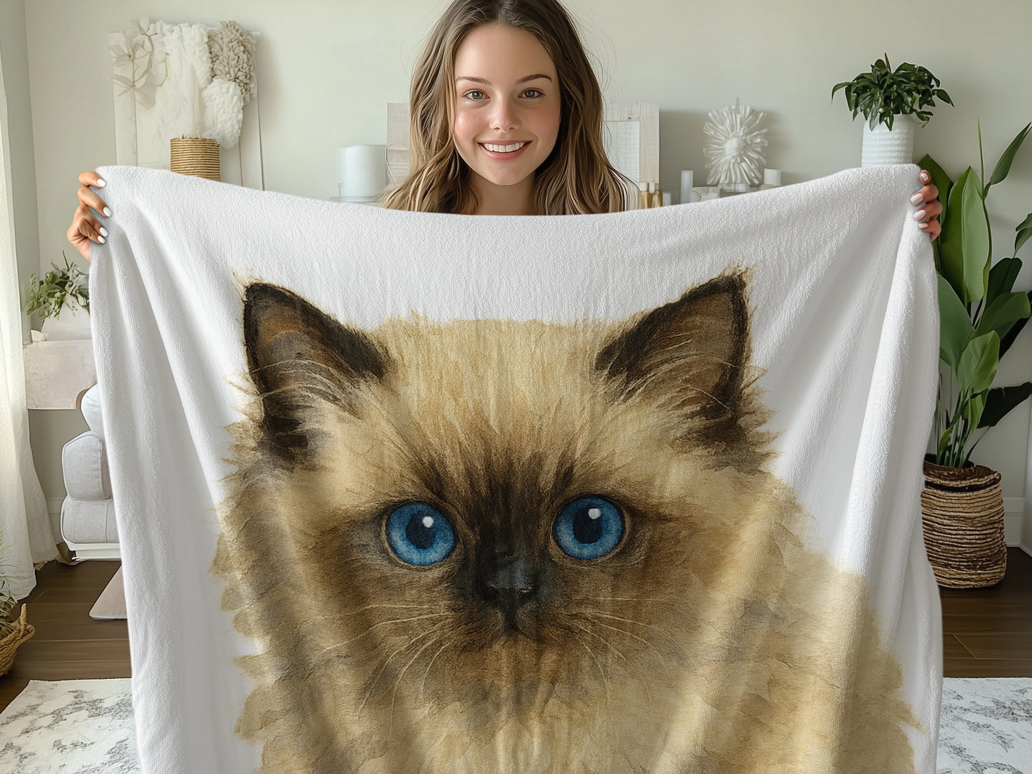 Cozy Blanket with Adorable Cat Face Print product