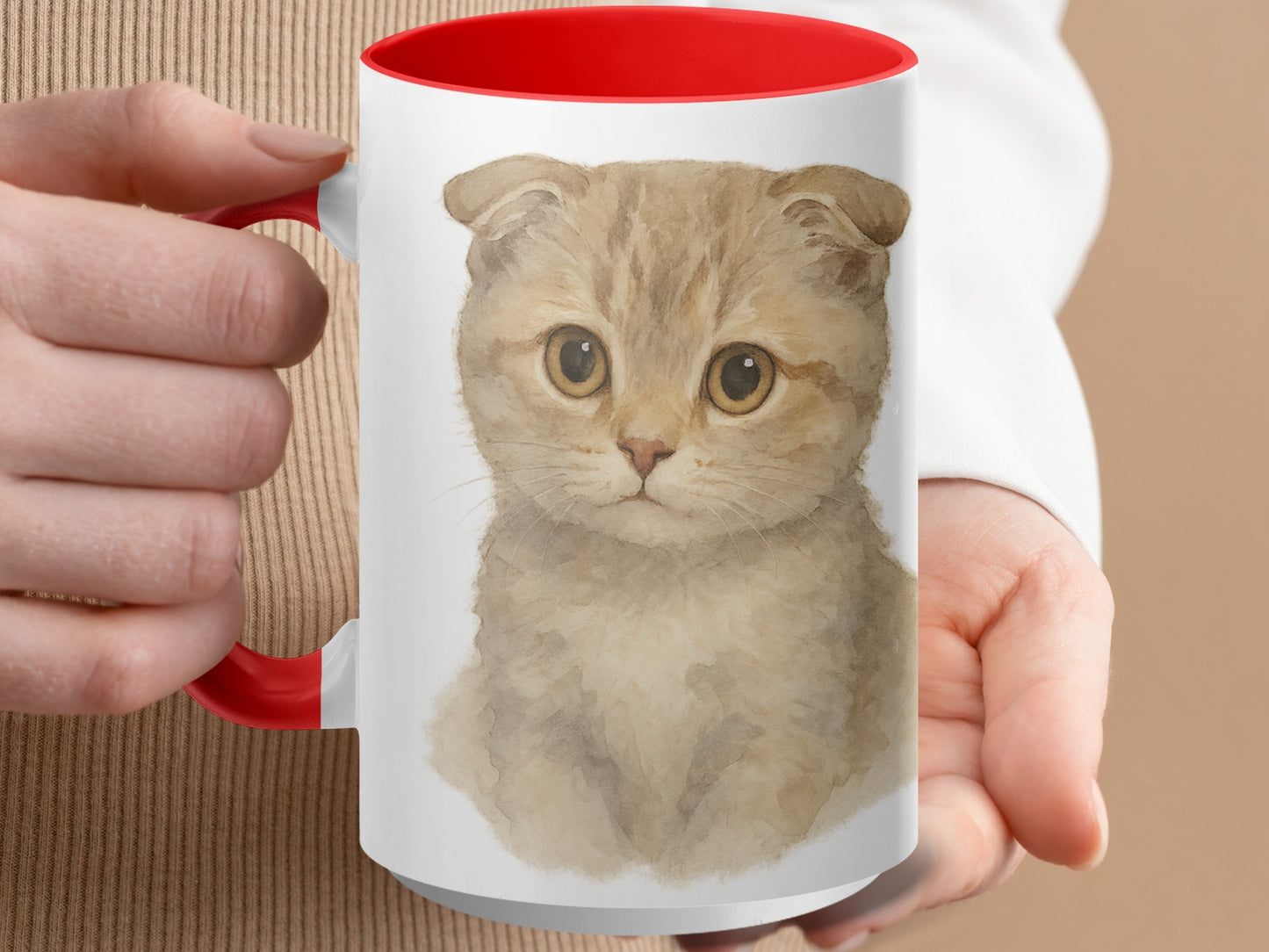 Cute Scottish Fold Kitten Illustration Mug product type