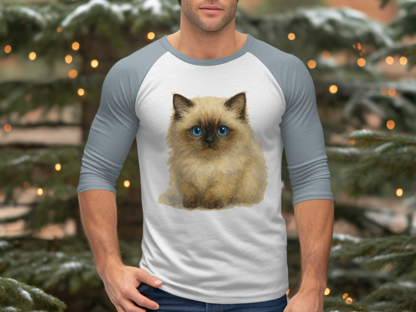 Cute Fluffy Cat Design Long Sleeve Unisex Shirt product