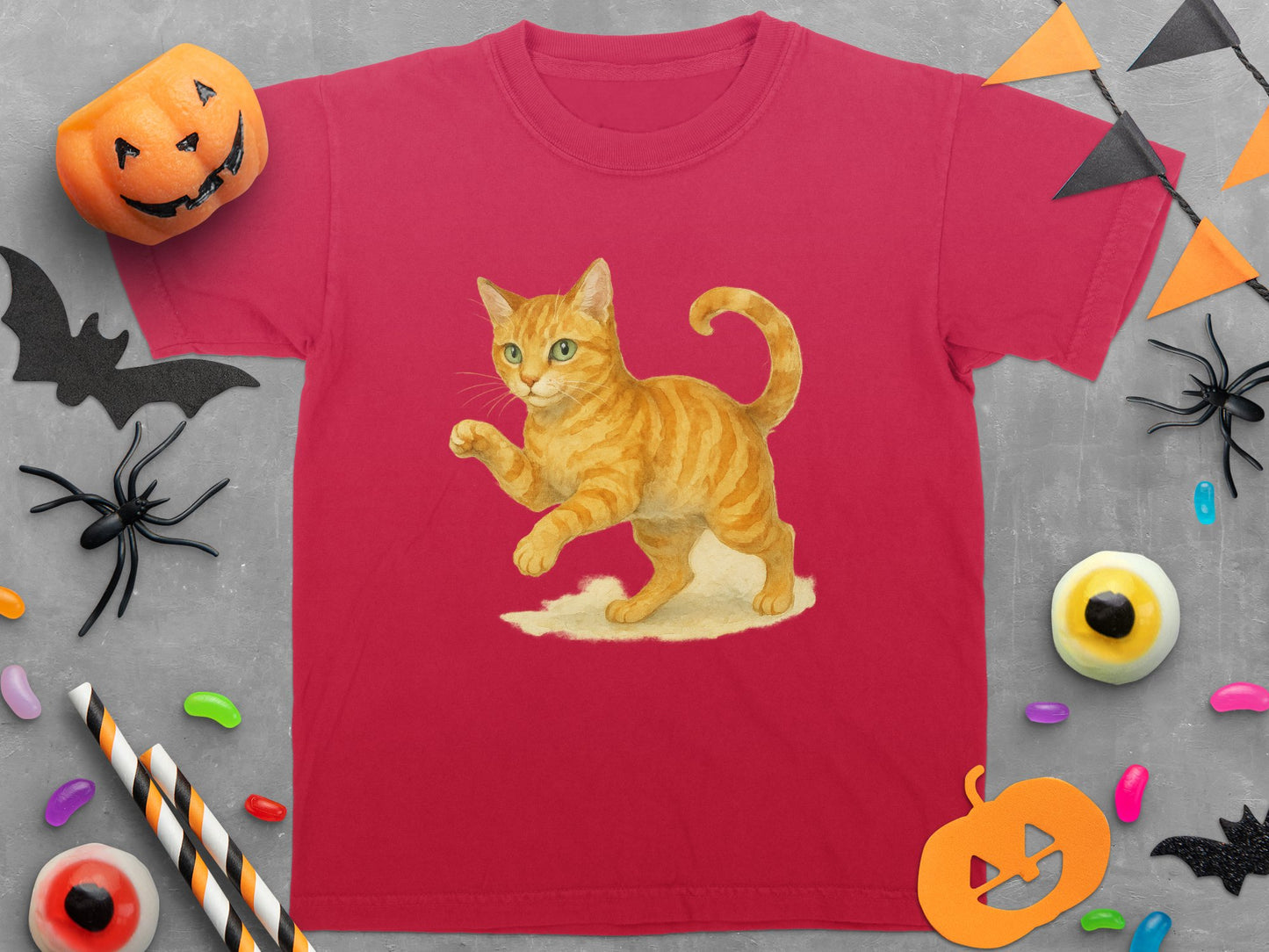 Halloween Pumpkin Cat Graphic T-Shirt product type