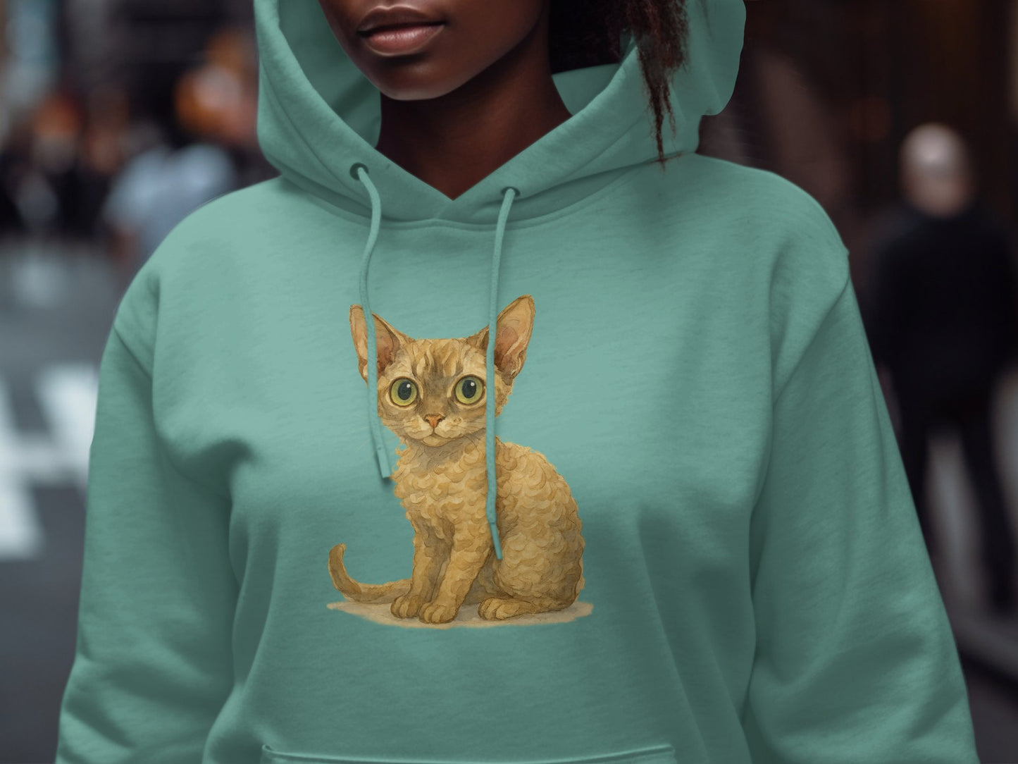Adorable Kitten Print Teal Hoodie Sweatshirt product type