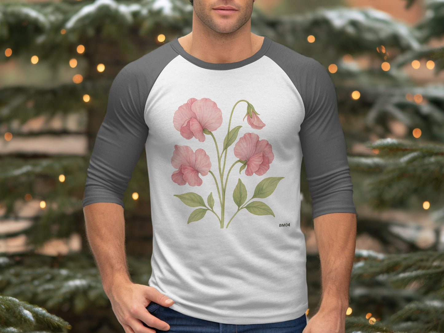 Vintage Floral Design Baseball Tee Shirt product