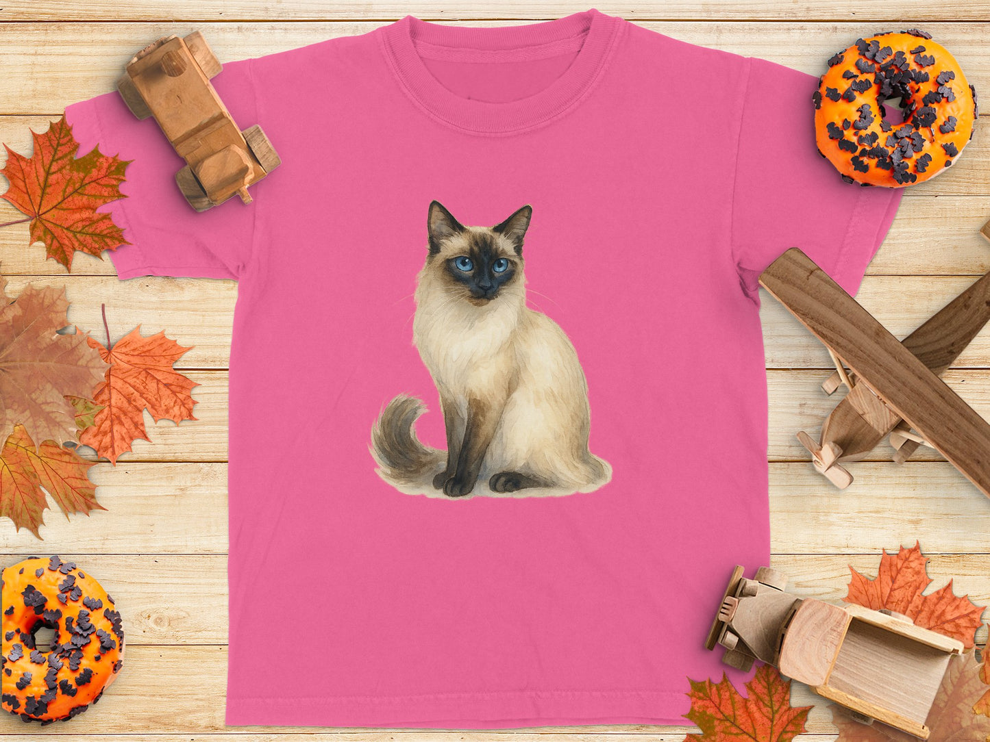 Adorable Siamese Cat Printed Pink Tee Shirt product type