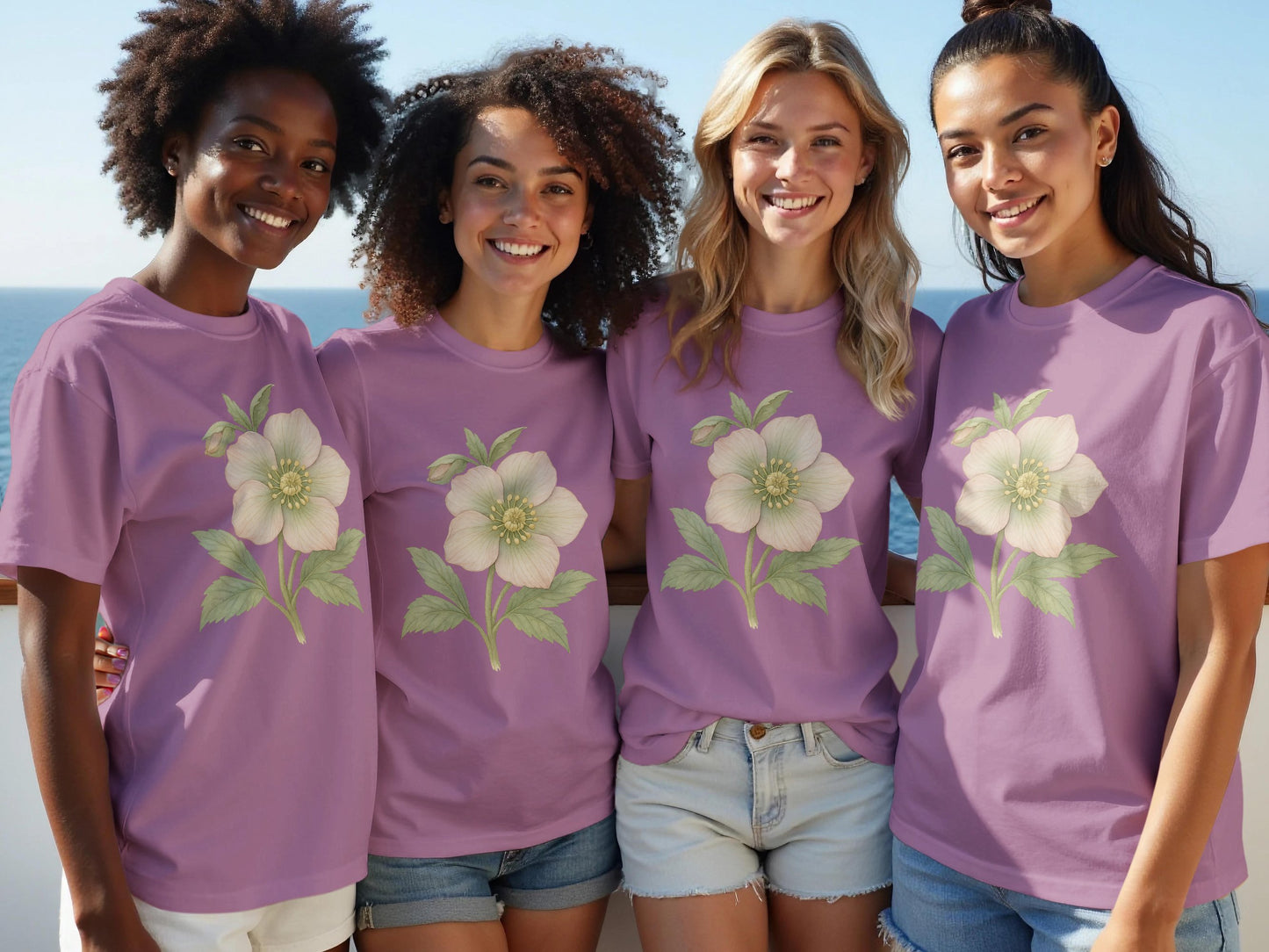 Beautiful Floral Design on Lavender T Shirt product