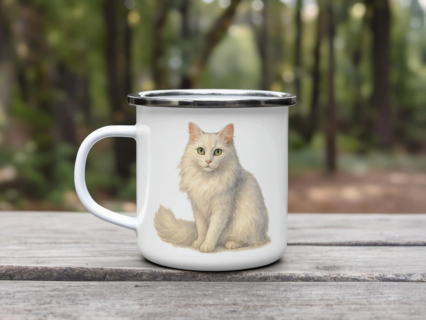 Beautiful White Cat Artwork on Coffee Mug product