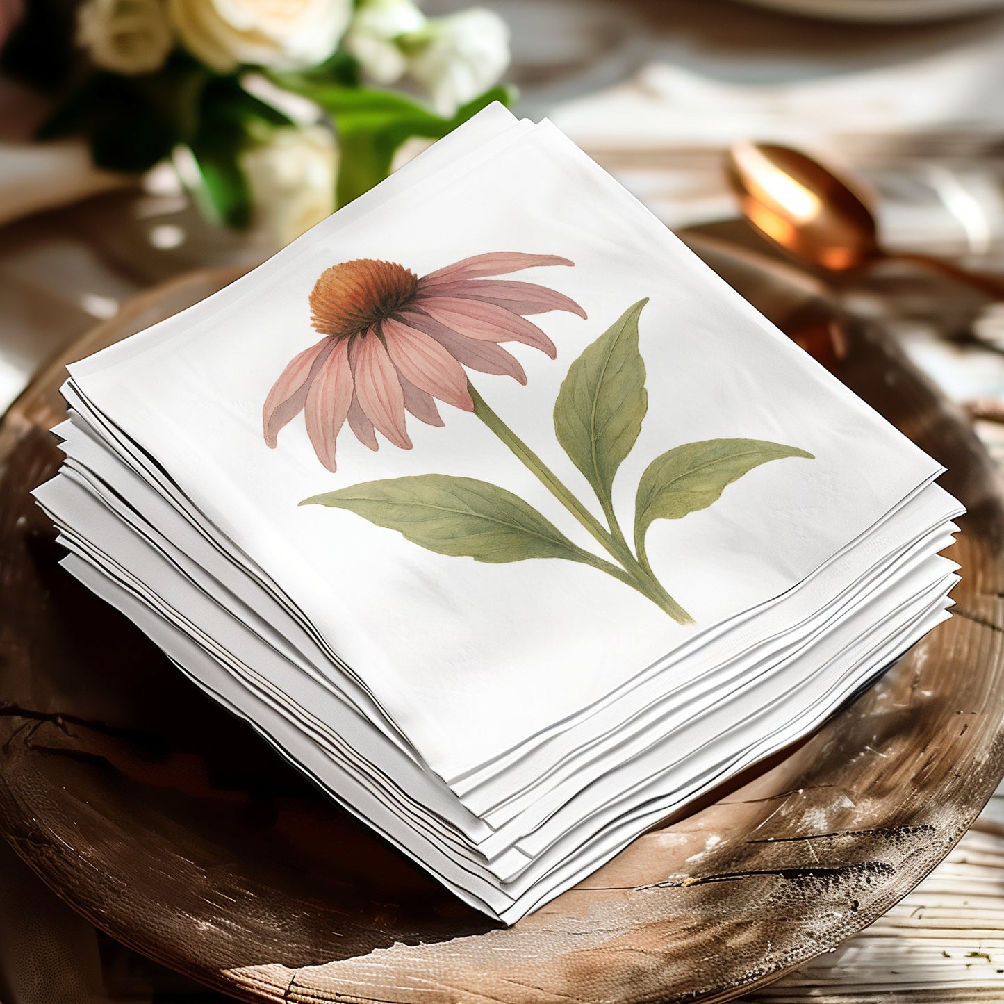 Elegant Echinacea Flower Design Paper Napkin product type