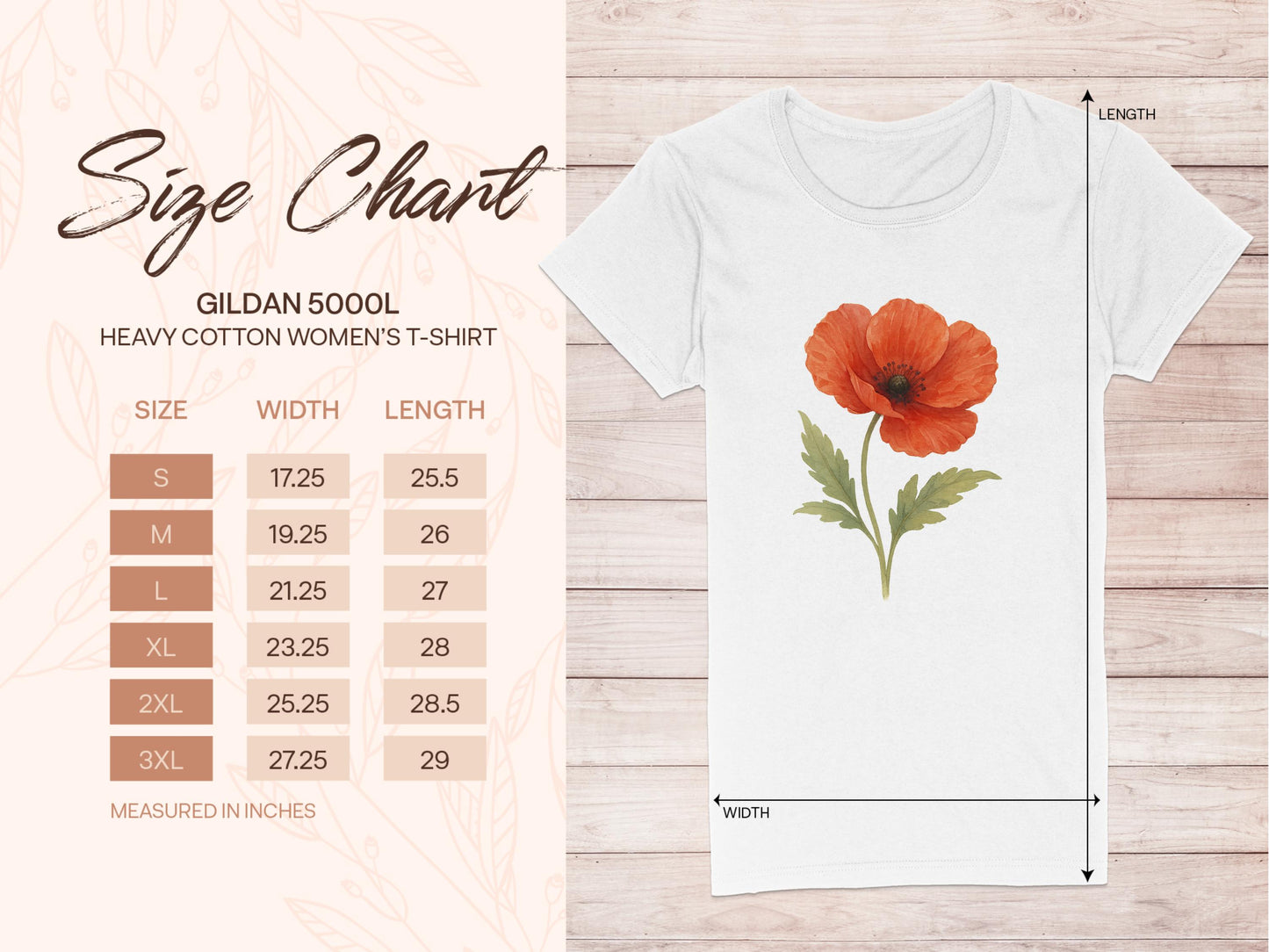 Red Poppy Flower Printed T-Shirt in Various Sizes product