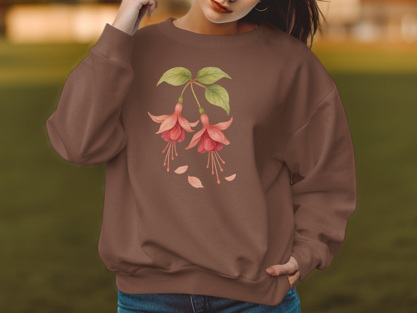 Cozy Fuchsia Blossom Printed Graphic Sweatshirt Product