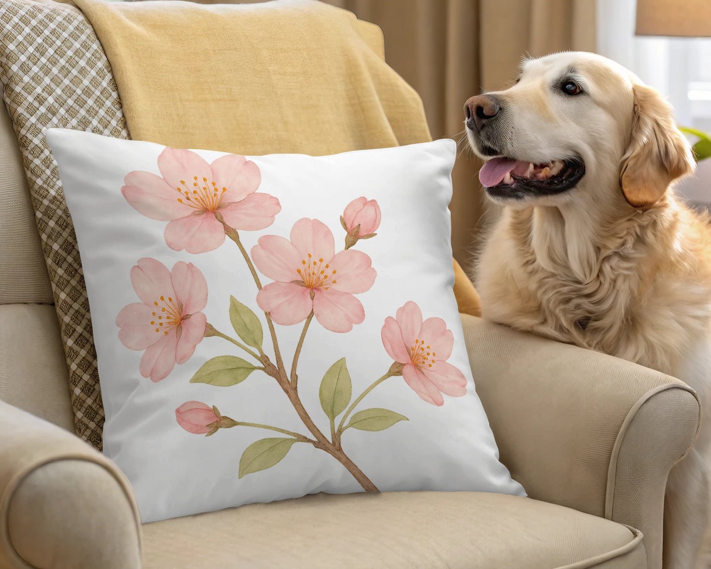 Pink Blossoms Floral Design Cushion Cover product type
