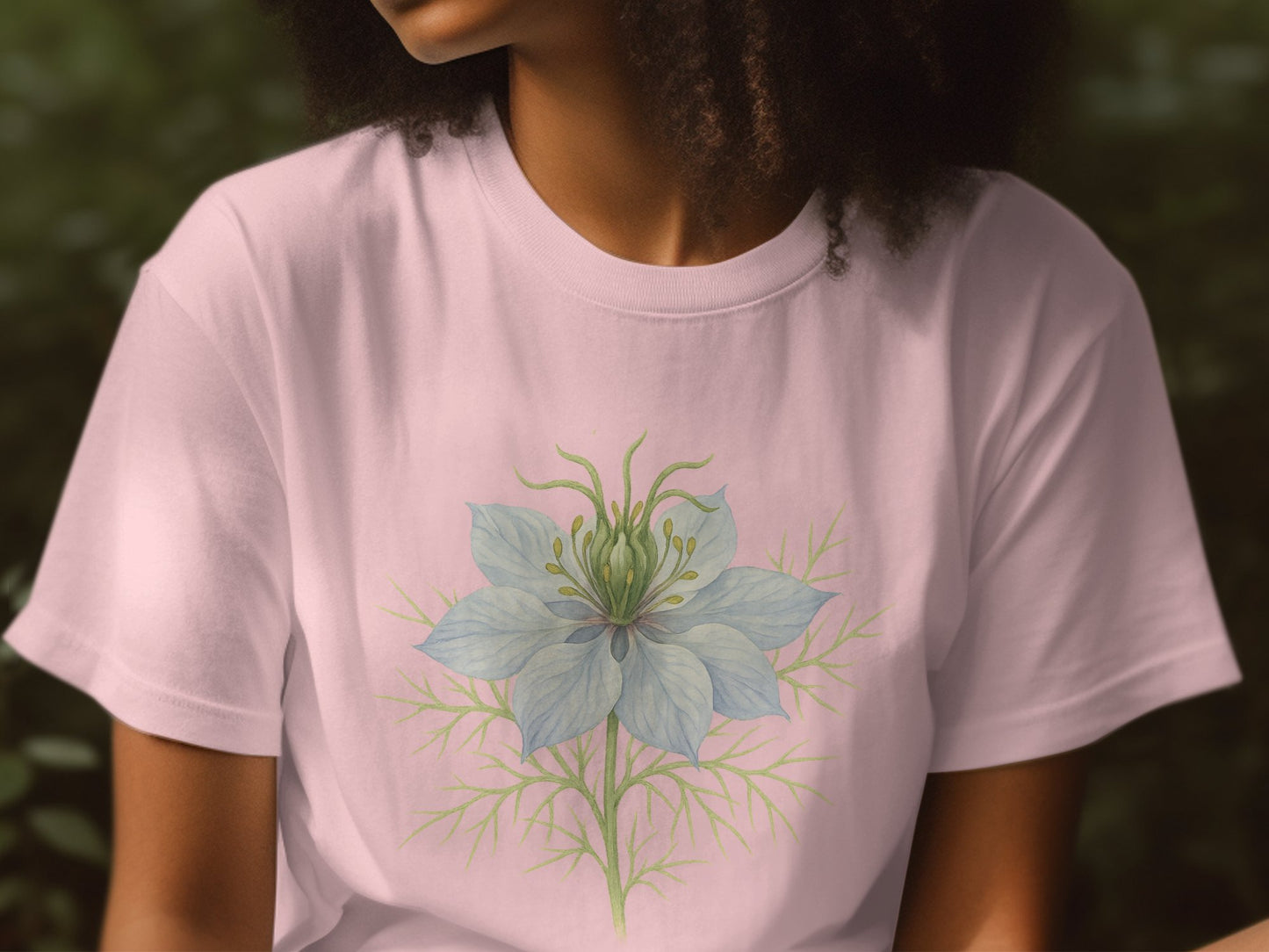 Beautiful Floral Print on Soft Pink T-Shirt product type