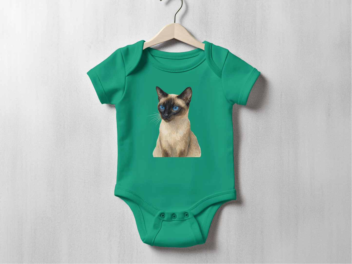 Cute Cat Print Green Infant Onesie Baby Bodysuit product