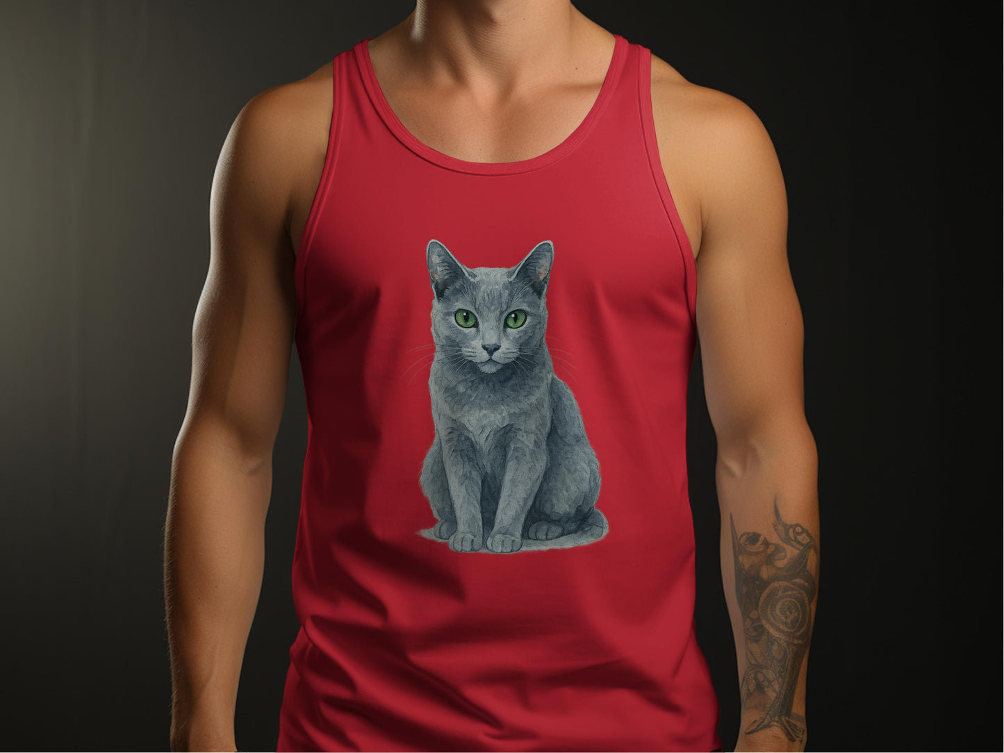 Cute Gray Cat Illustrated Men's Tank Top product type