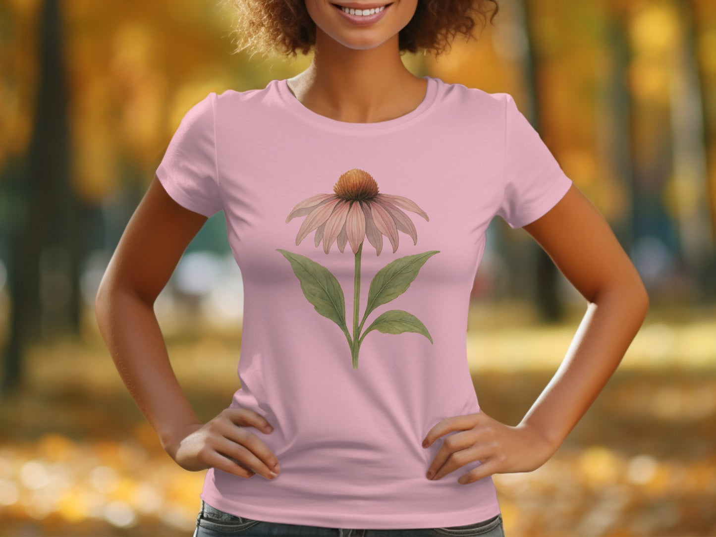 Floral Echinacea Print T-Shirt Casual Wear product type