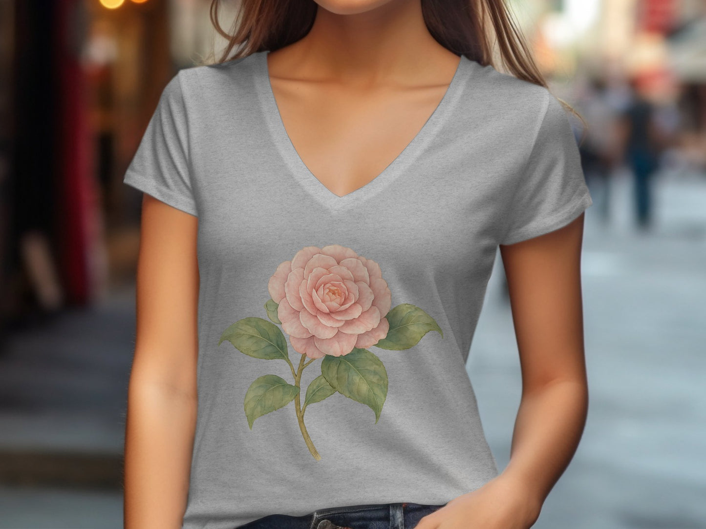 Beautiful Pink Flower on Grey Shirt product