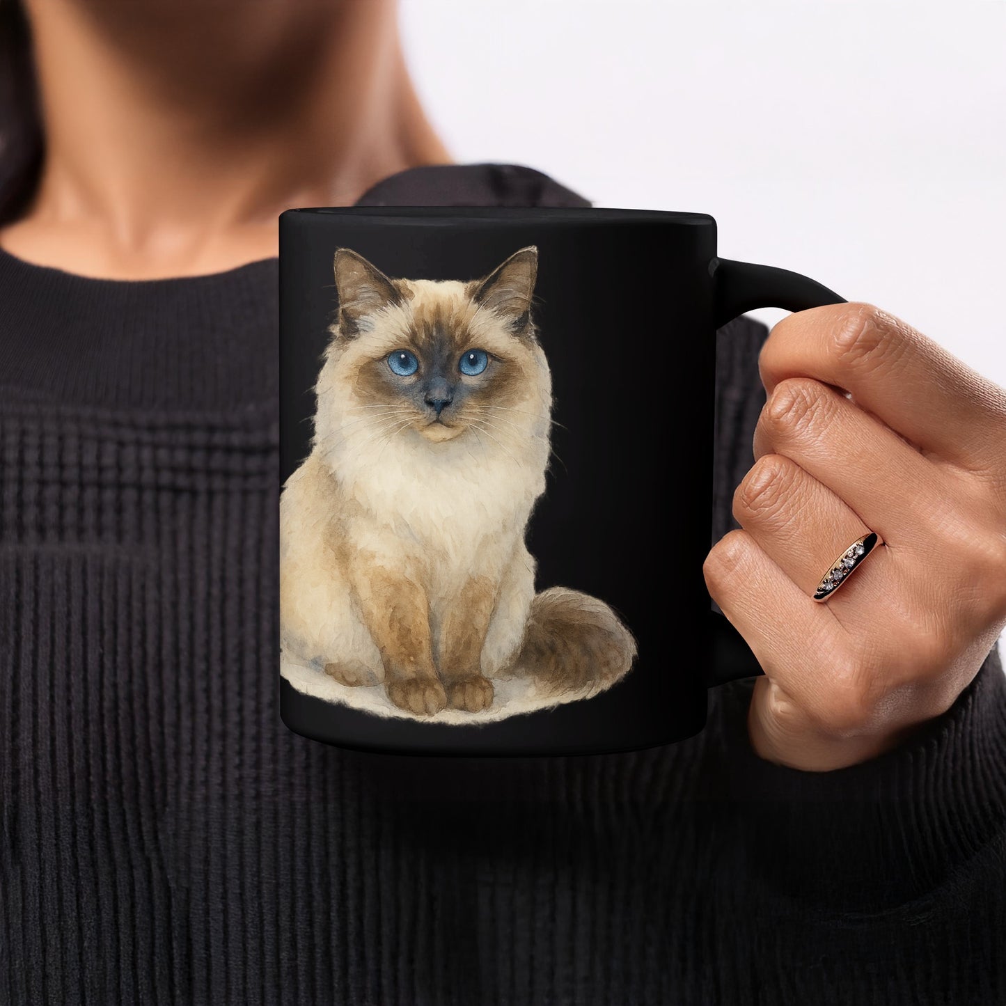 Adorable Blue-Eyed Cat Printed Mug for Your Morning Coffee product