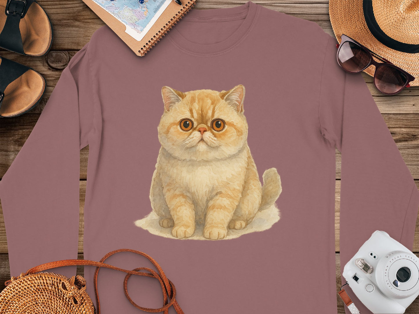 Adorable Exotic Shorthair Kitten Print Long Sleeve Shirt