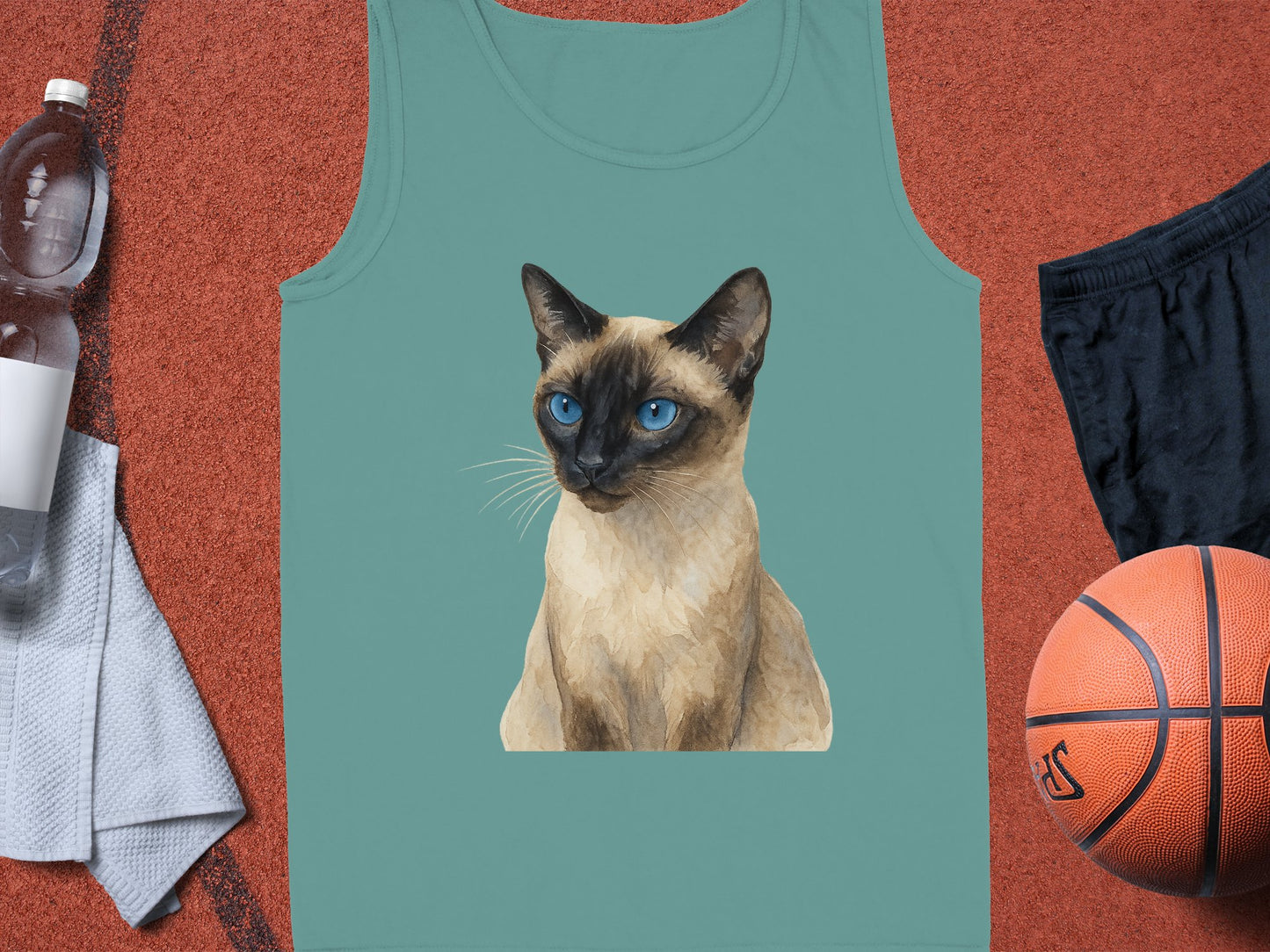 Siamese Cat Design on Turquoise Tank Top product type