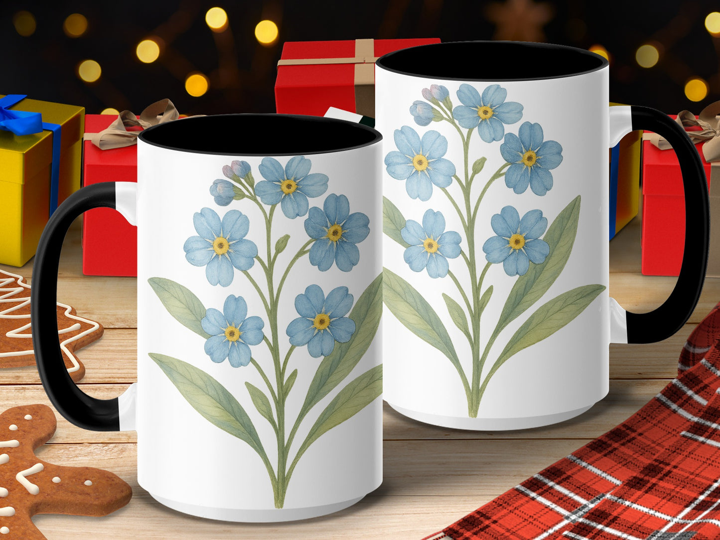 Blue Flower Print Coffee Mug with Black Handle product type