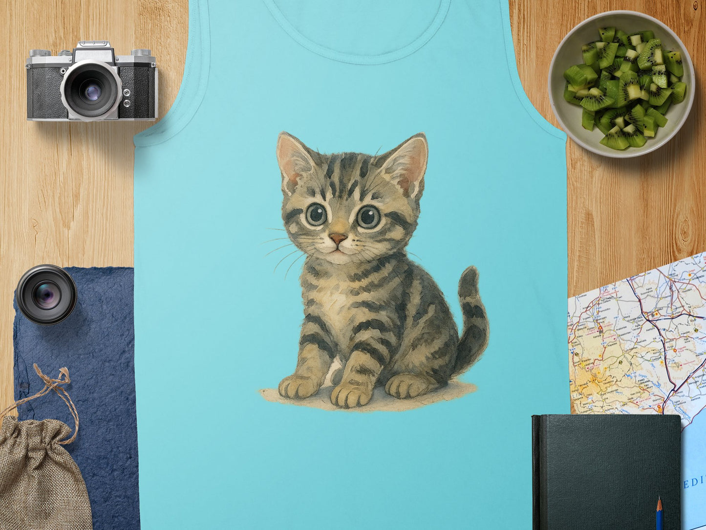 Adorable Kitten Print Tank Top Cute Cat Design product type