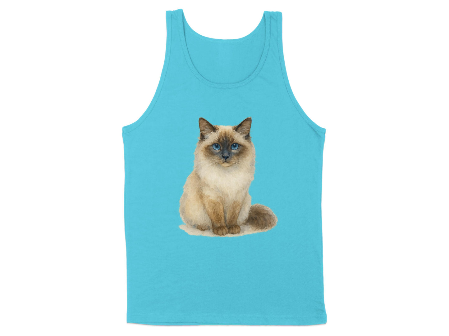 Blue Tank Top with Ragdoll Cat Design product type