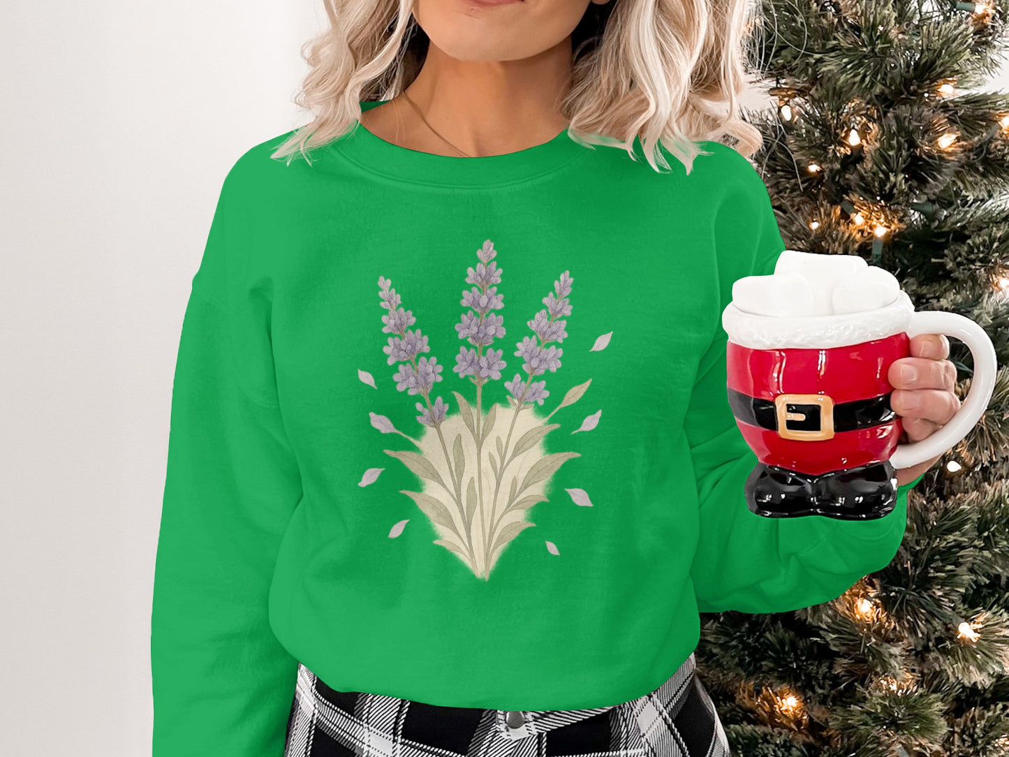 Lavender Flower Print Long Sleeve Pullover product type