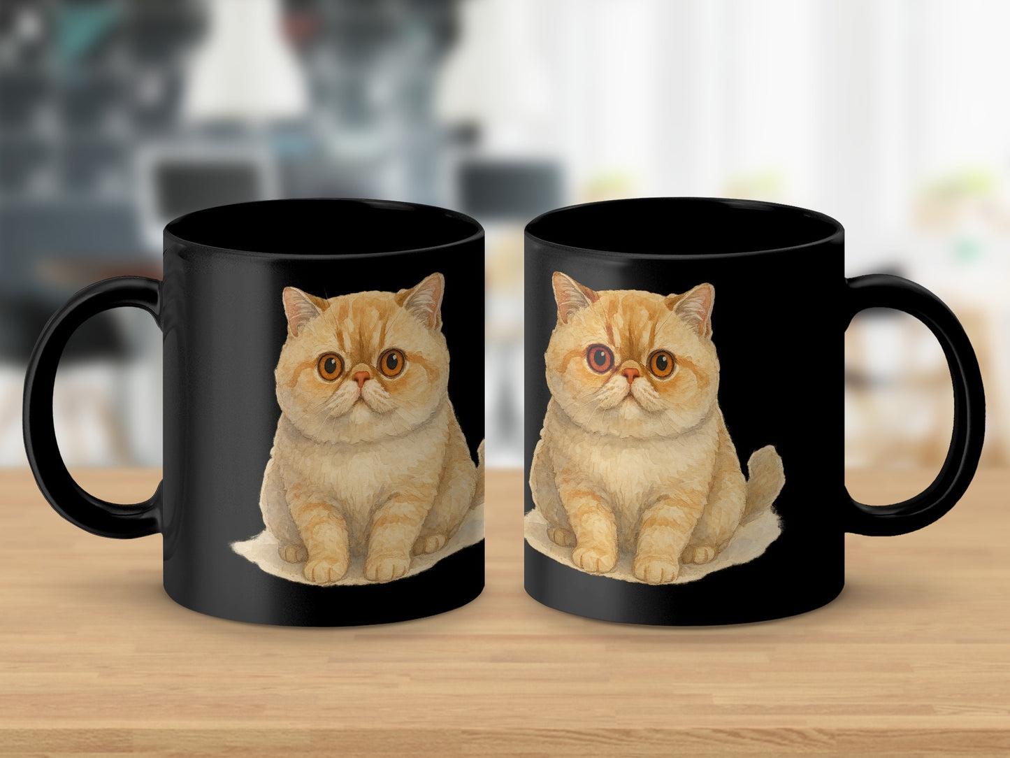 Charming Two Cute Orange Cats Black Coffee Mug product