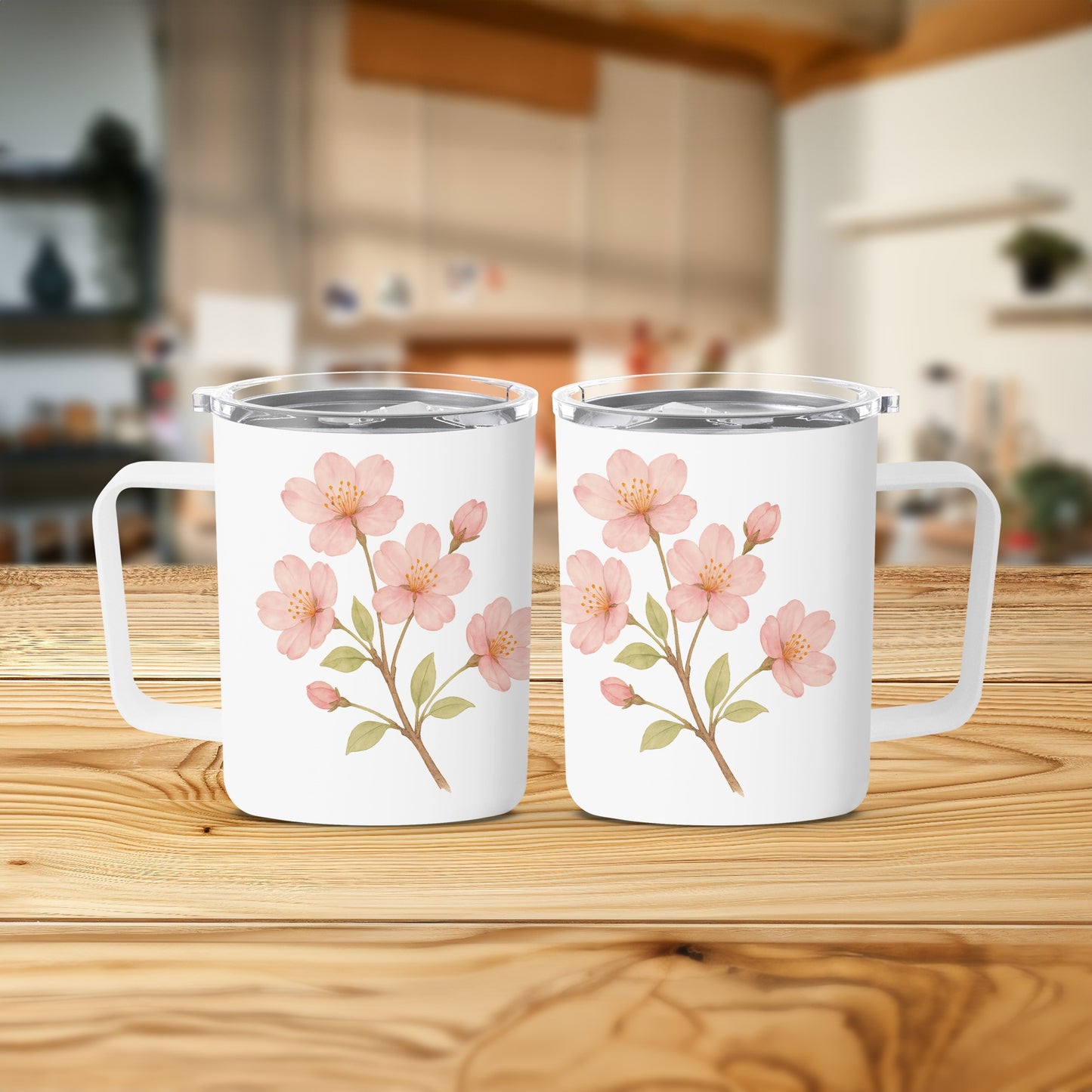 Floral Cherry Blossom Design Insulated Mug Product