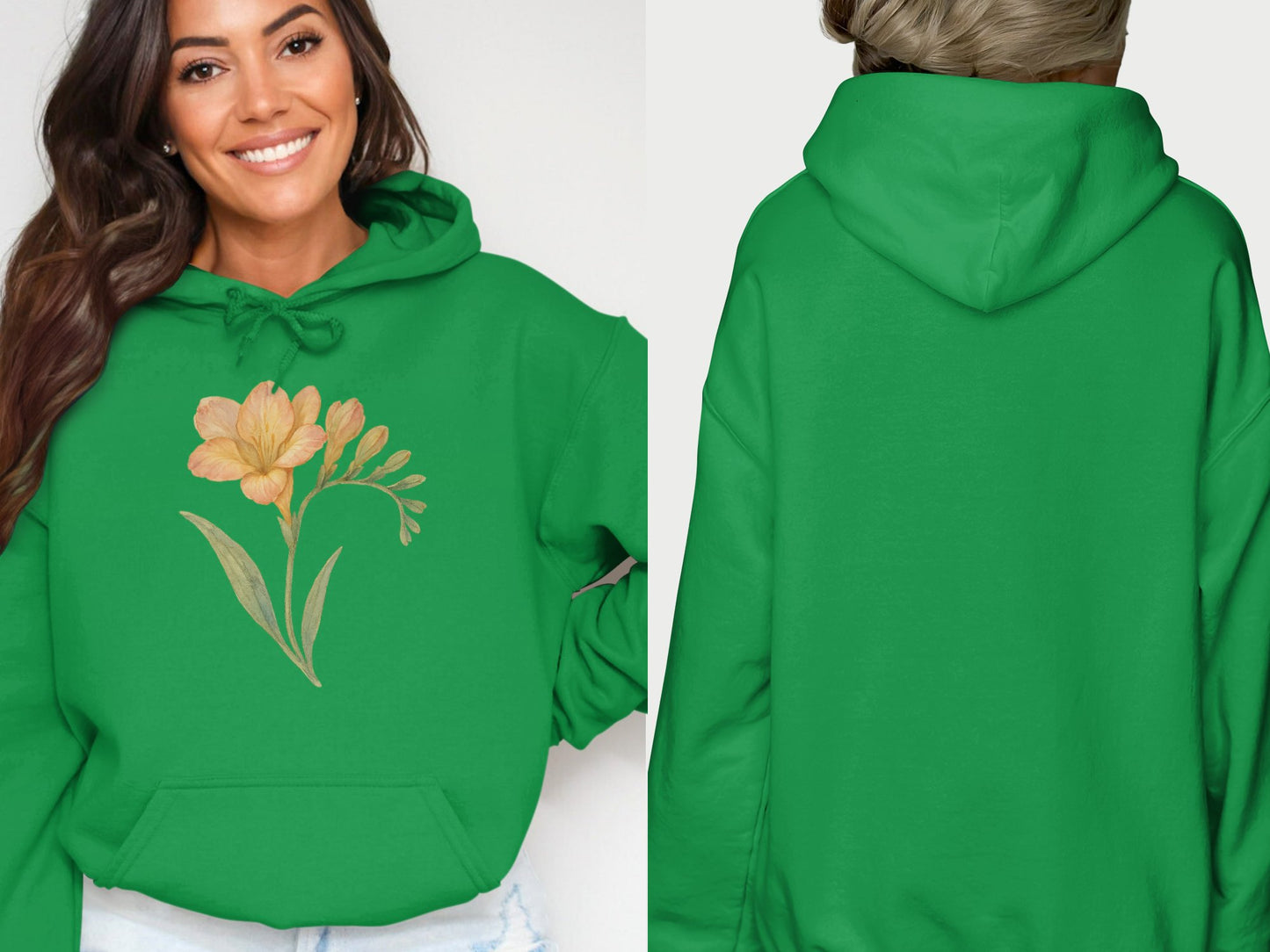 Yellow Flower Graphic Green Hoodie product