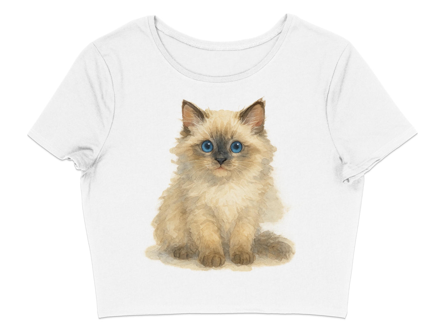 Cute Fluffy Kitten with Blue Eyes Print T-Shirt product type