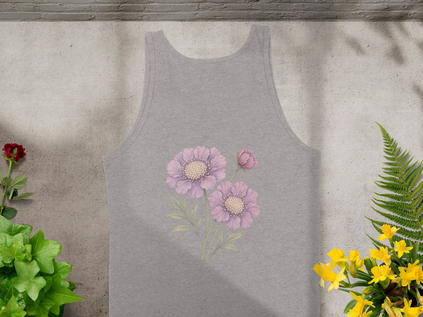 Elegant Floral Print on Grey Top Tank product