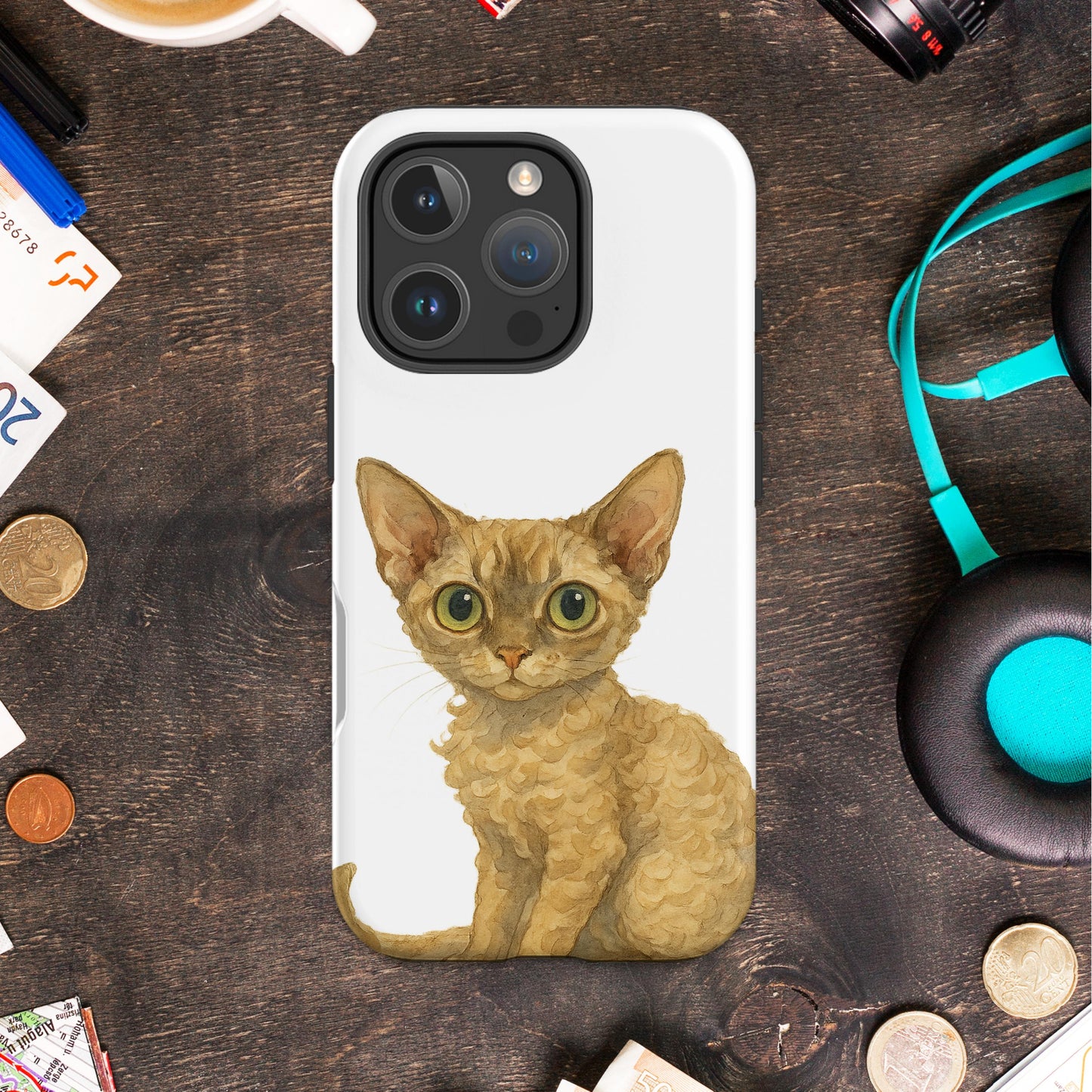 Cute Devon Rex Cat iPhone Case Protective product