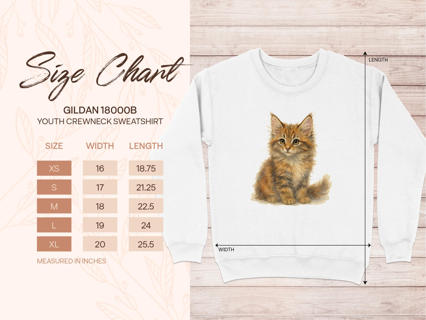 Adorable Kitten Print Youth Crewneck Sweatshirt product