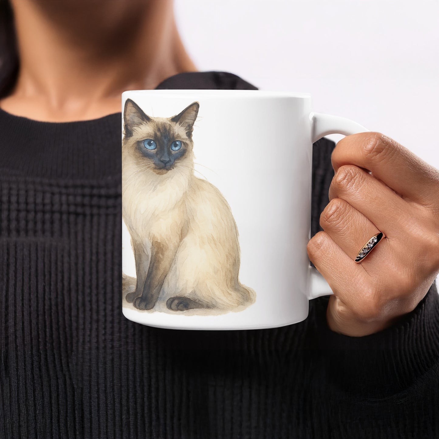 Elegant Siamese Cat Art Ceramic Mug product type